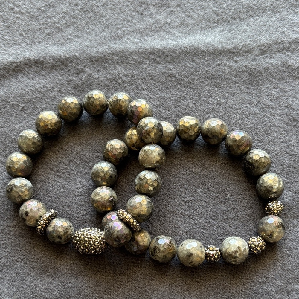 Elegant Silver Beaded Bracelet Set